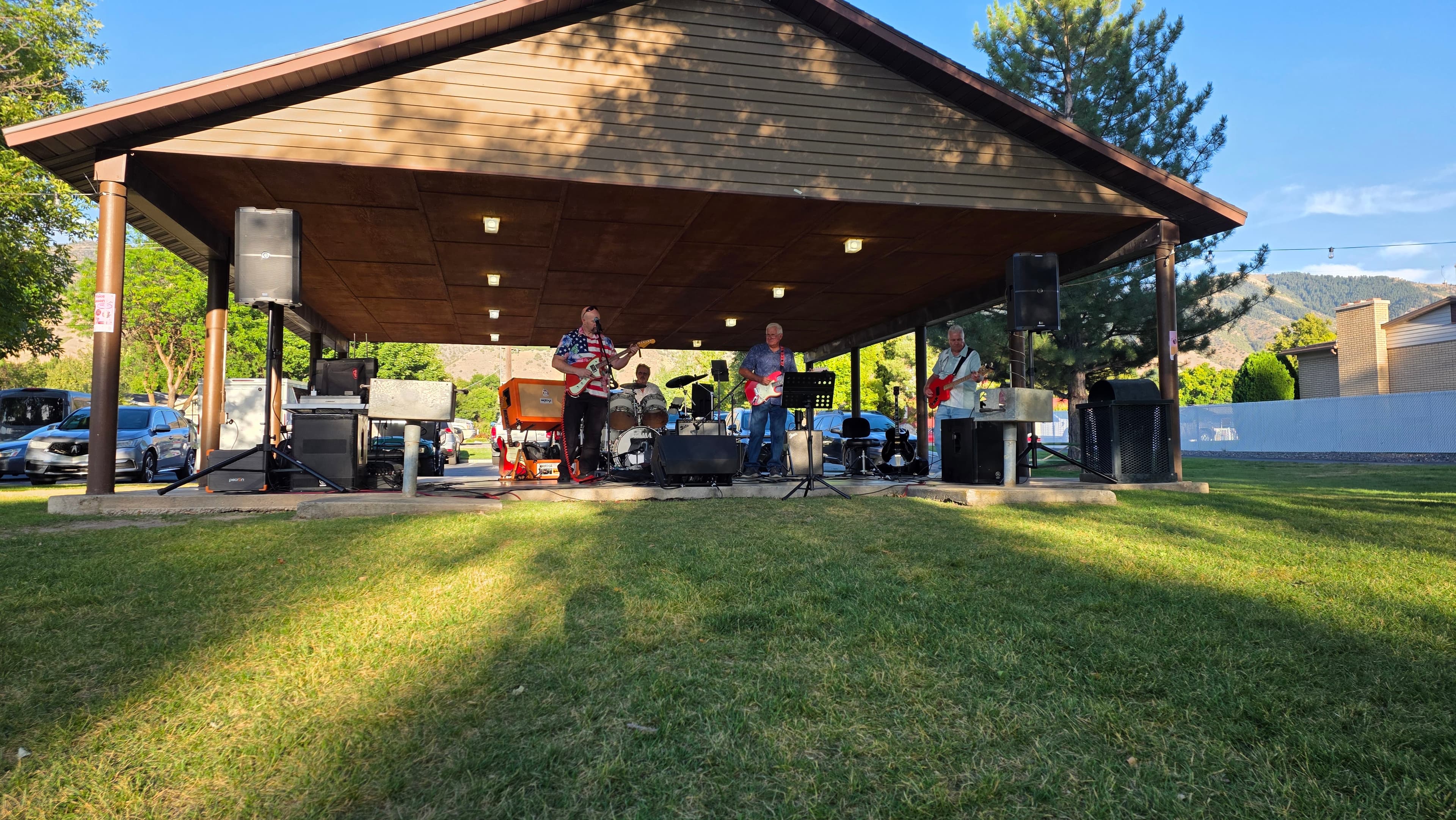 Outdoor community event stage and audience